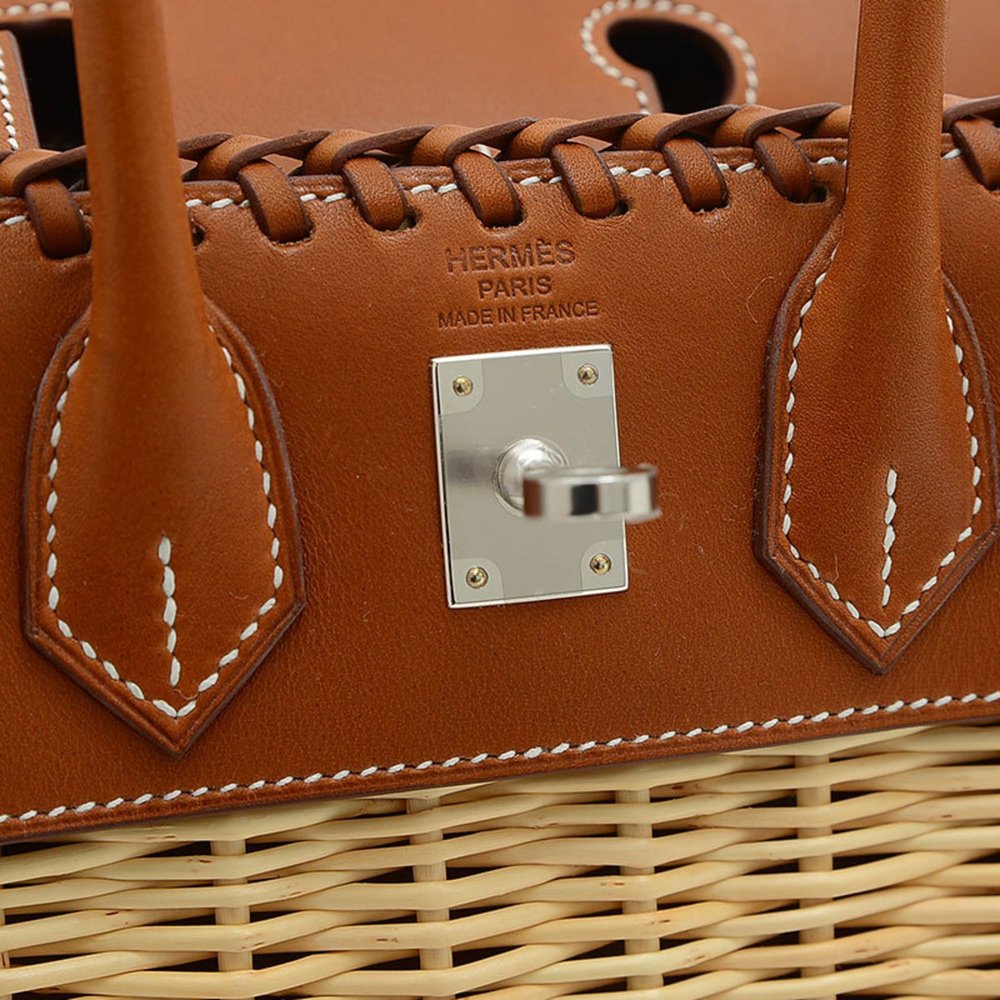 Hermes Birkin Picnic 25 Handbag Barenia Rattan Forbes U Stamp - Picture 4 of 10